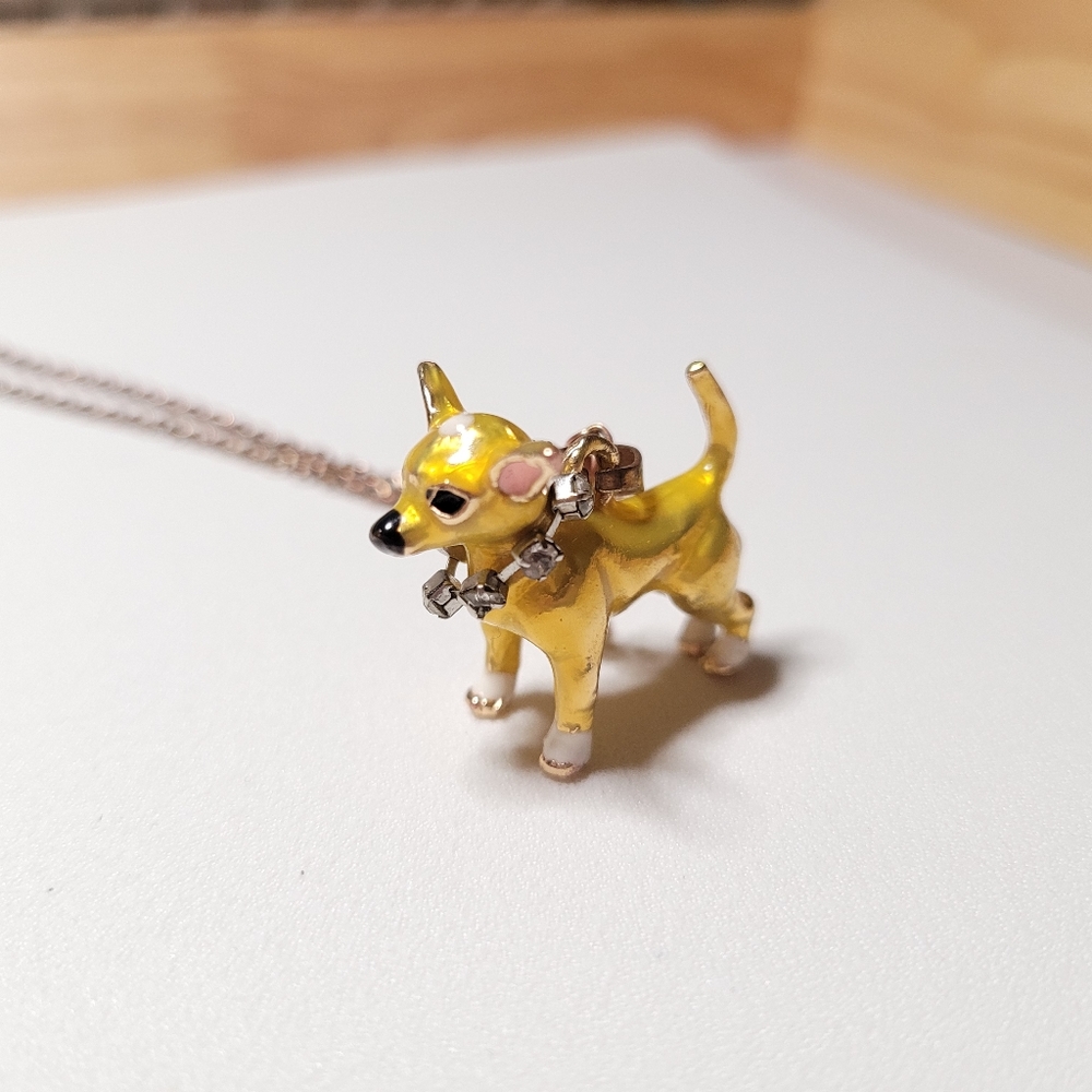 CHIHUAHUA DOG Pendant Necklace Betsey Johnson Gold